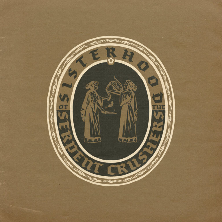 Two women grapple with a snake, as one wields a sword, cutting off his head. Illustration by Tyson Ranes.