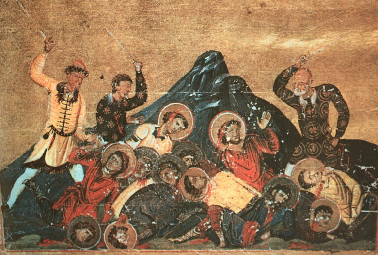 Pagans kill Christians in Pliska. Medieval painting from Vatican Library.